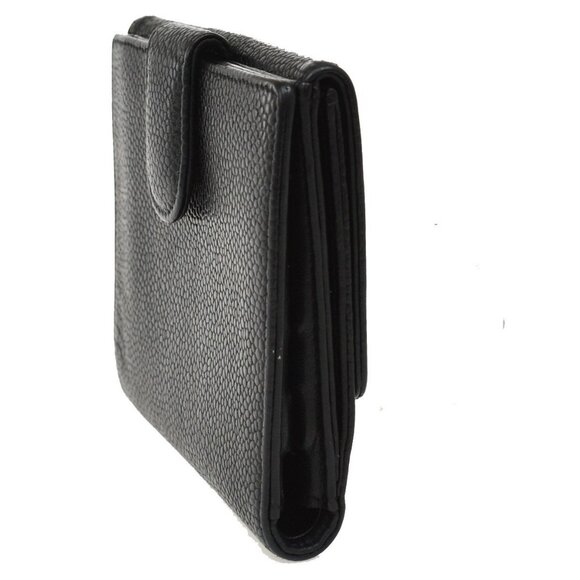 CHANEL CC Logo Bifold Compact Wallet Grained Calfskin Leather Black - Picture 3 of 14